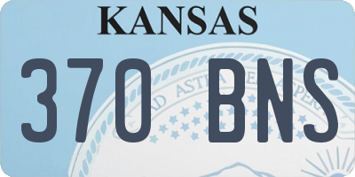 KS license plate 370BNS