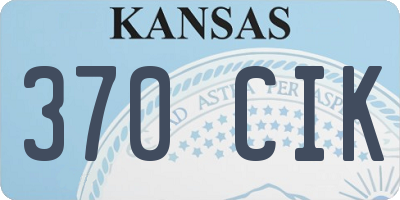 KS license plate 370CIK