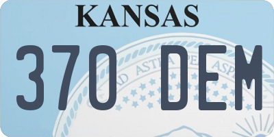 KS license plate 370DEM