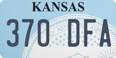 KS license plate 370DFA