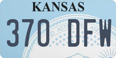 KS license plate 370DFW