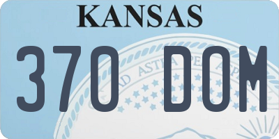 KS license plate 370DOM