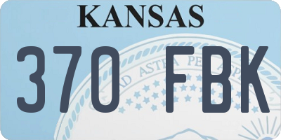 KS license plate 370FBK