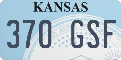 KS license plate 370GSF