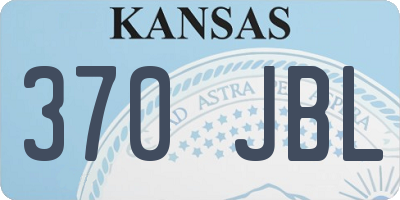 KS license plate 370JBL