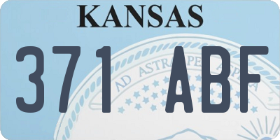 KS license plate 371ABF