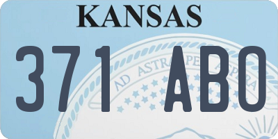 KS license plate 371ABO