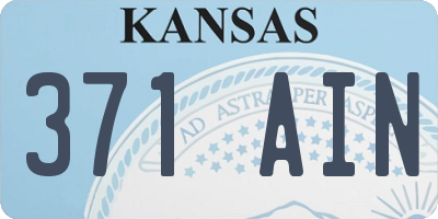 KS license plate 371AIN