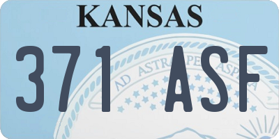 KS license plate 371ASF