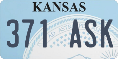 KS license plate 371ASK