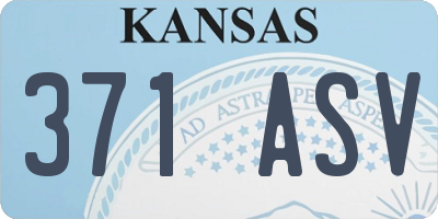 KS license plate 371ASV