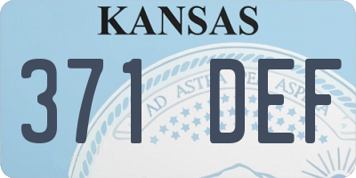 KS license plate 371DEF
