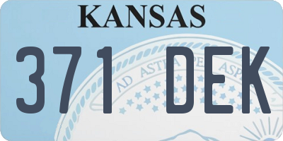 KS license plate 371DEK