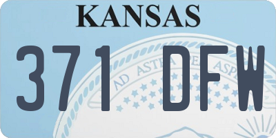 KS license plate 371DFW