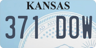 KS license plate 371DOW