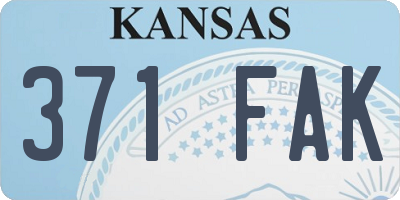 KS license plate 371FAK