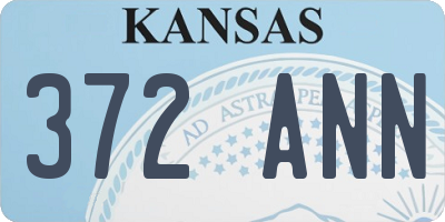 KS license plate 372ANN