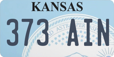 KS license plate 373AIN