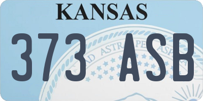 KS license plate 373ASB