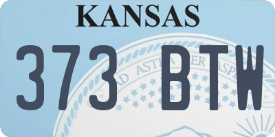 KS license plate 373BTW