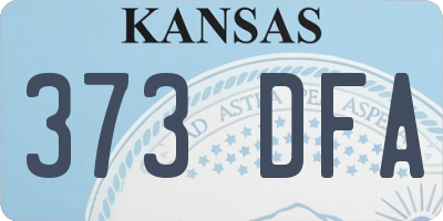 KS license plate 373DFA