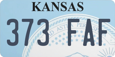KS license plate 373FAF