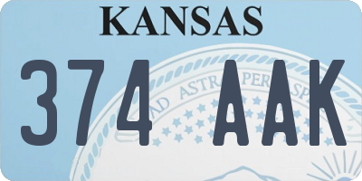 KS license plate 374AAK