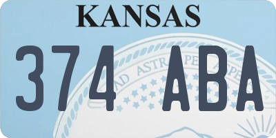 KS license plate 374ABA