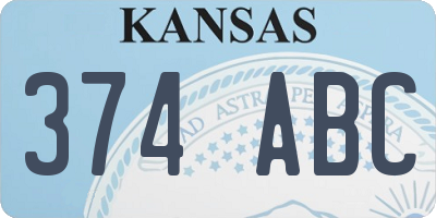 KS license plate 374ABC