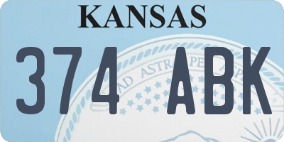 KS license plate 374ABK