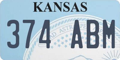 KS license plate 374ABM