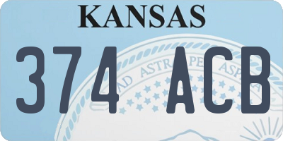 KS license plate 374ACB