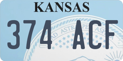 KS license plate 374ACF