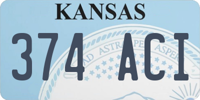 KS license plate 374ACI