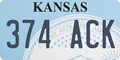 KS license plate 374ACK