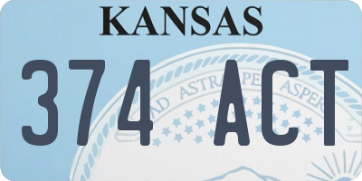 KS license plate 374ACT