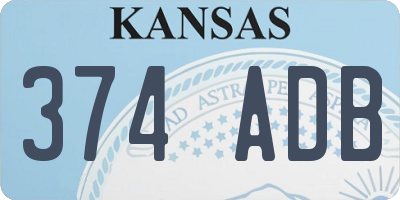 KS license plate 374ADB