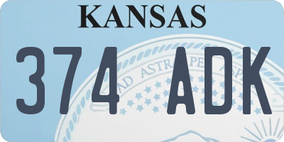 KS license plate 374ADK