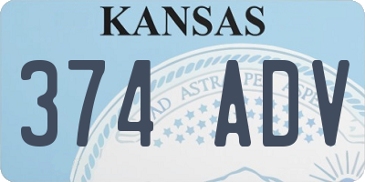 KS license plate 374ADV