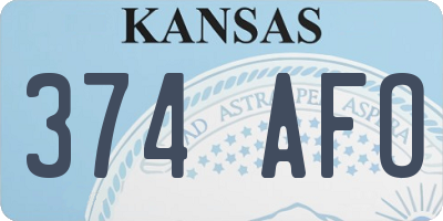 KS license plate 374AFO
