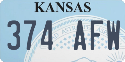 KS license plate 374AFW