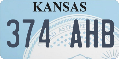 KS license plate 374AHB