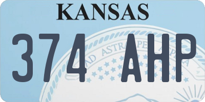 KS license plate 374AHP