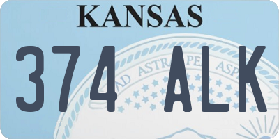 KS license plate 374ALK