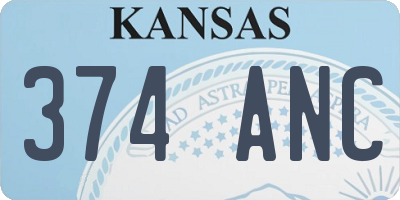 KS license plate 374ANC