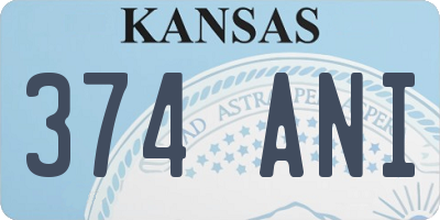 KS license plate 374ANI
