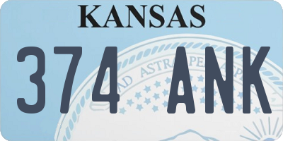 KS license plate 374ANK