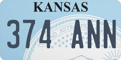 KS license plate 374ANN