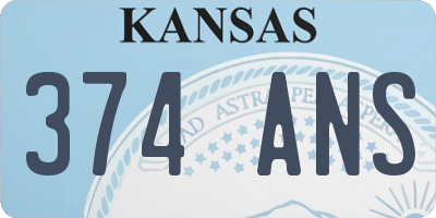 KS license plate 374ANS