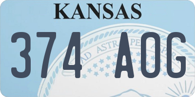 KS license plate 374AOG